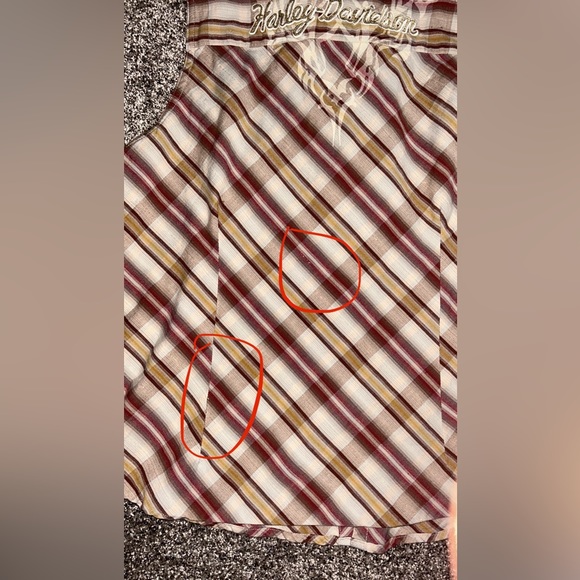 HARLEY DAVIDSON Button Up Sleeveless Red/Brown Plaid Shirt Women's Size L - Picture 10 of 10